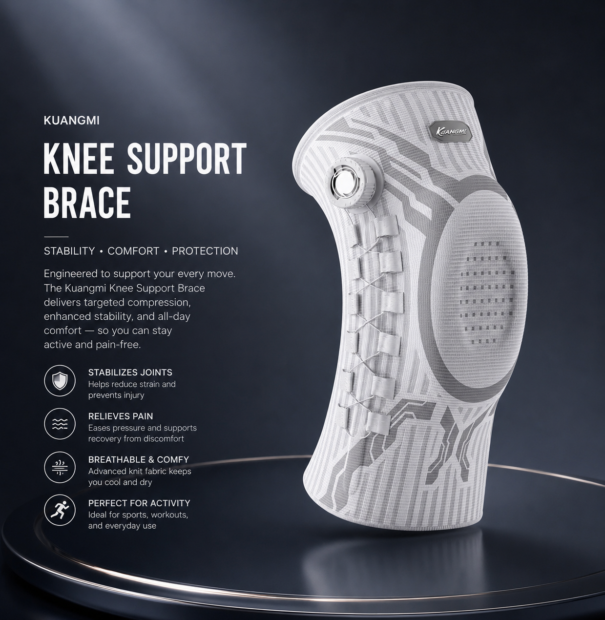 Adjustable Knee Support Brace for Running Stability & Pain Relief