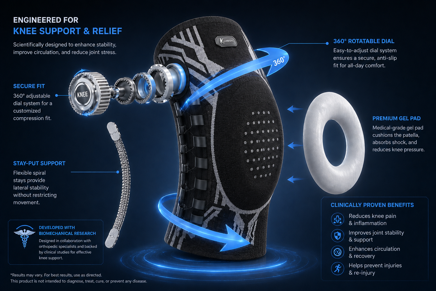 Adjustable Knee Support Brace for Running Stability & Pain Relief